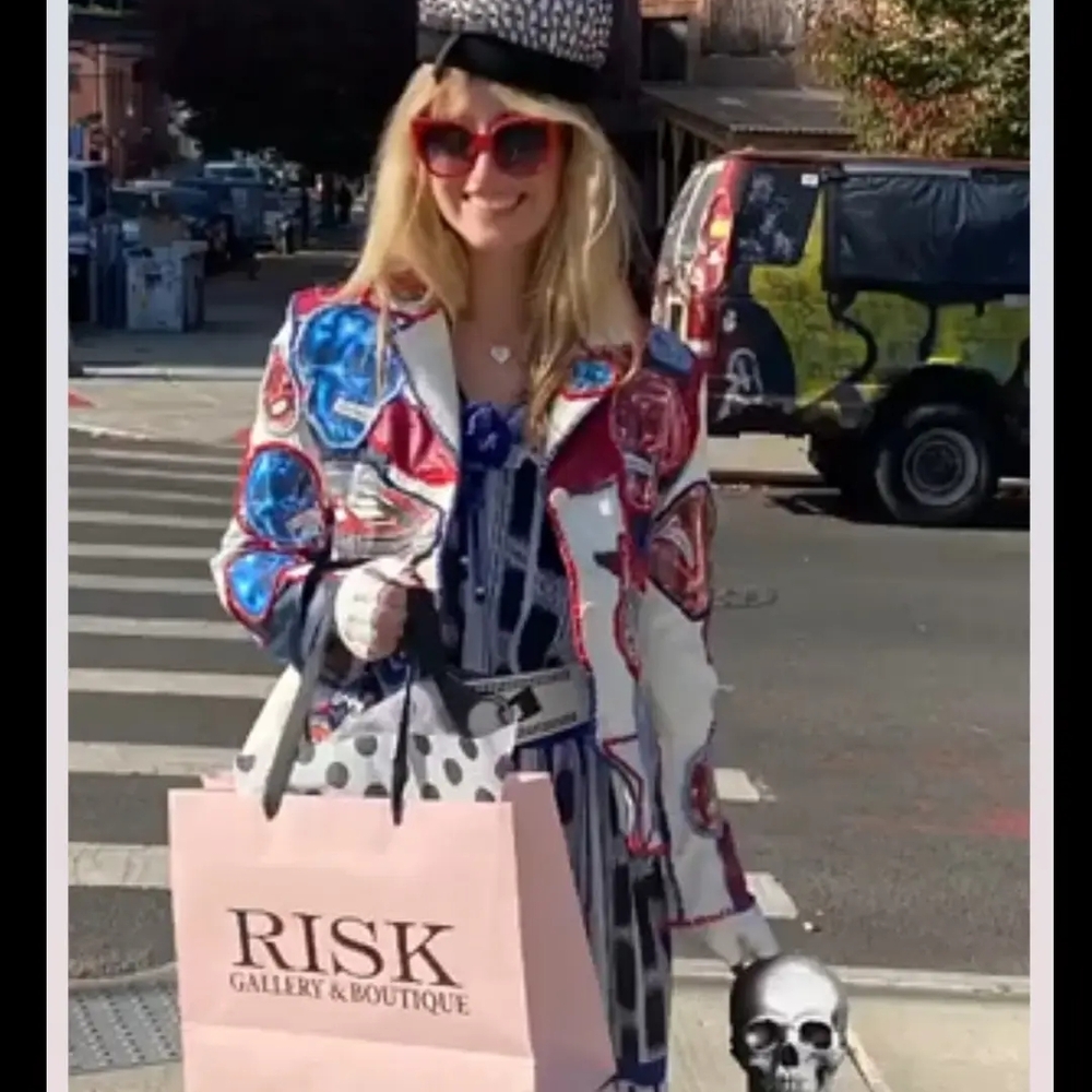 Colorful Skull Pattern Leather Jacket - image 6